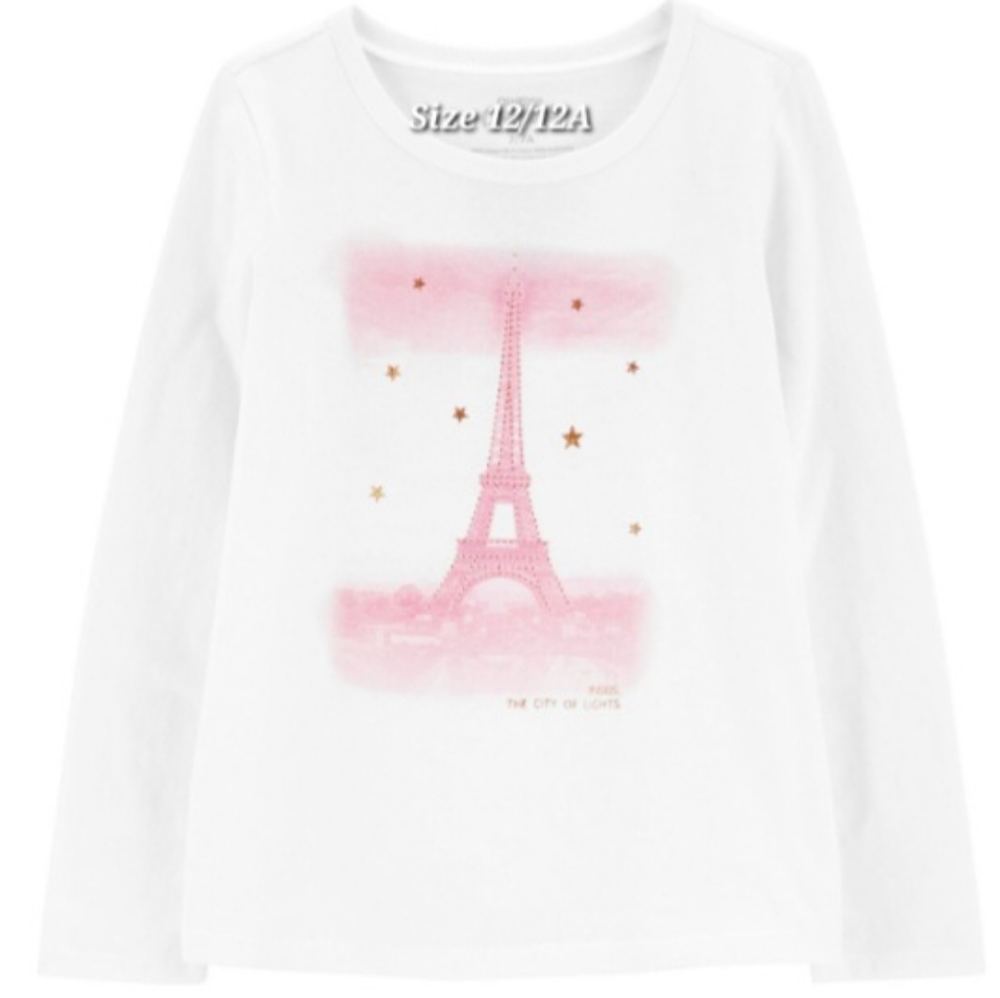 Girls OshKosh B'Gosh Paris Long Sleeve Tee. Size 12/12A NWT